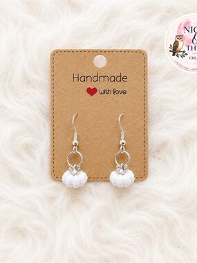 Handmade White Pumpkin Dangle Earrings ~ Fall Jewelry ~ cottagecore country